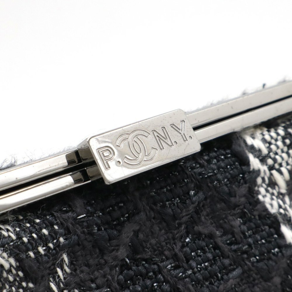 CHANEL Paris New York Line Tweed Chain Vanity Bag Black White - Picture 5 of 10